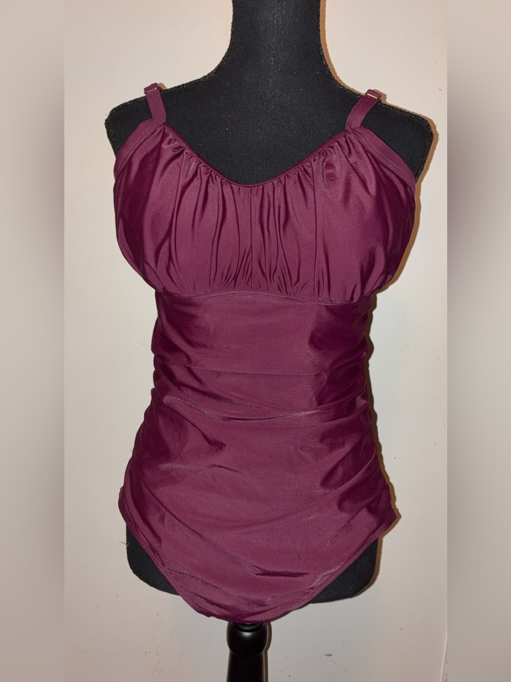 Women’s Ruched Burgundy Swimsuit - Elegant Swim